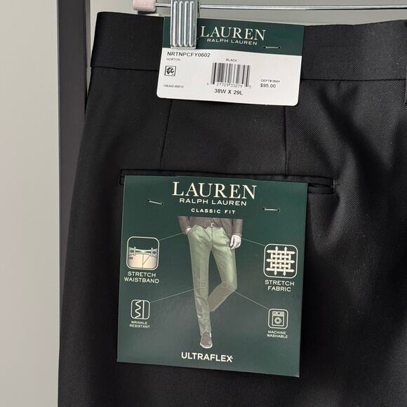 Lauren Ralph Lauren Norton Ultraflex Classic Fit Black Straight Leg Pants 38x29 - Picture 6 of 12